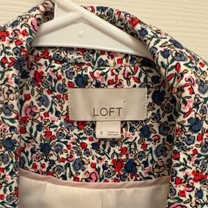 LOFT Floral Lined Jacket in Navy, Pink, Red, Green on Cream